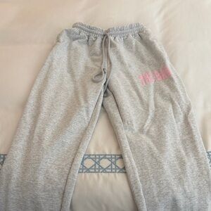 The Bar Wide Leg Sweatpants, NWT, Pink on Grey, XS